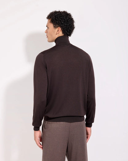 Filippo De Laurentiis | Pull à col roulé en laine mérinos royale - Marron