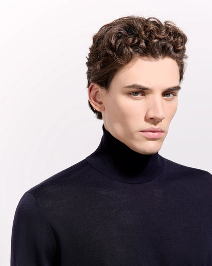 Filippo De Laurentiis | Pull à col roulé en laine mérinos royale - Bleu