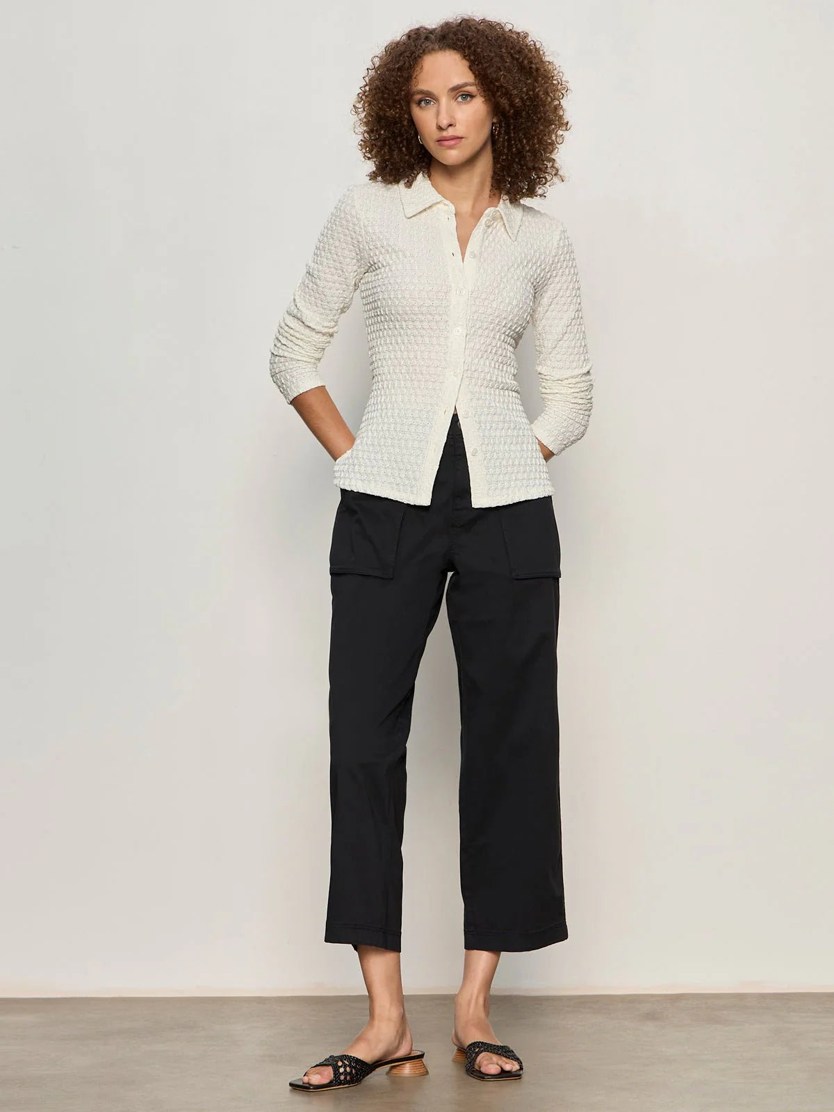 SANCTUARY | Haut boutonné "Juno Textured"  | Blanc