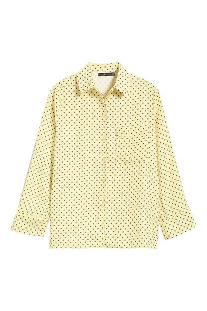 Dèluc | Chemise boutonnée imprimée à pois 'Survivor' | Jaune