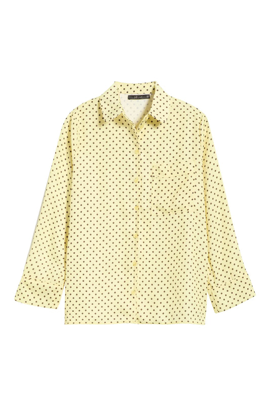 Dèluc | Chemise boutonnée imprimée à pois 'Survivor' | Jaune