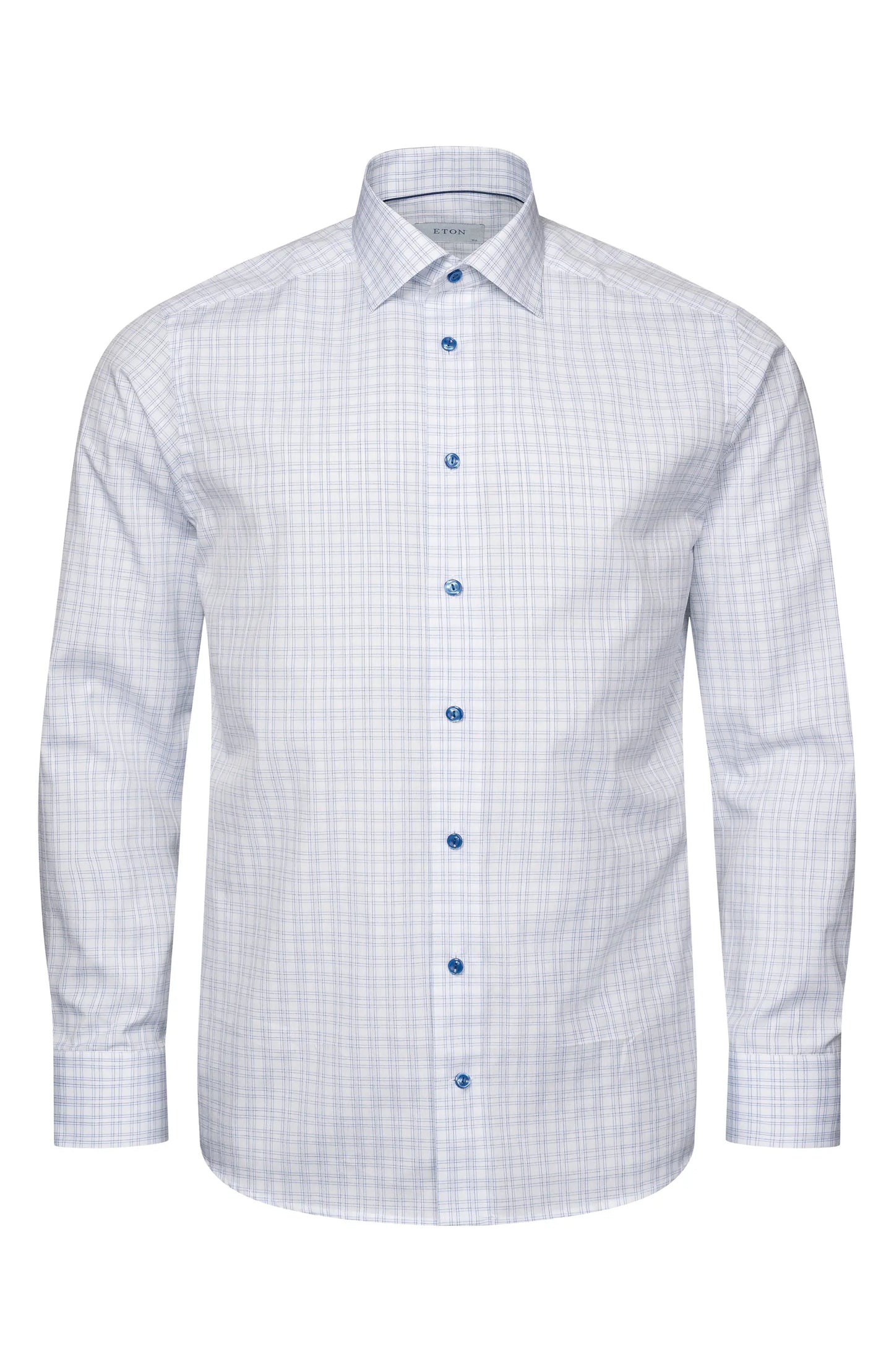 Eton | Chemise à carreaux coupe contemporaine - Blanc / Bleu