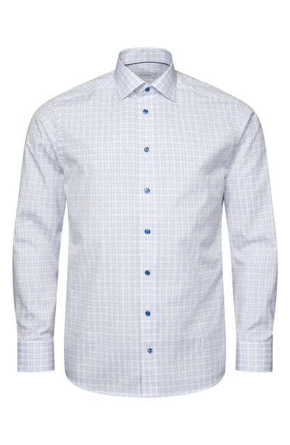 Eton | Chemise à carreaux coupe contemporaine - Blanc / Bleu