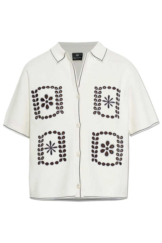 Paul Smith | Shirt à manches courtes en maille  | Blanc