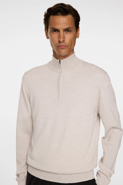 J.LINDEBERG | Pull "Kiyan" Merino Quarter Zip - Beige