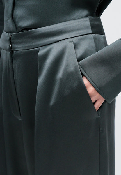 Tiger of Sweden |  Pantalon droit en satin ''Inga'' - Armée pétrole