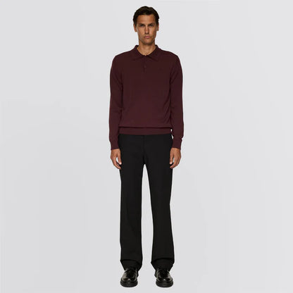 J.LINDEBERG | Polo ''Kai'' en laine mérinos - Bordeaux Huckleberry