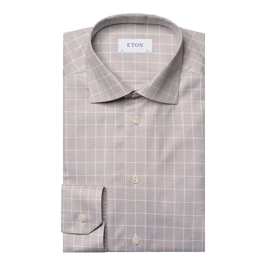 Eton | Chemise (Signature Twill) slim fit à carreaux  - Beige