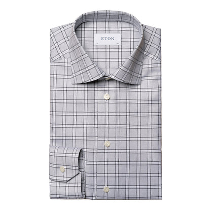 Eton |  Chemise à carreaux en sergé (coupe slim)  - Gris