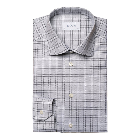 Eton |  Chemise à carreaux en sergé (coupe slim)  - Gris