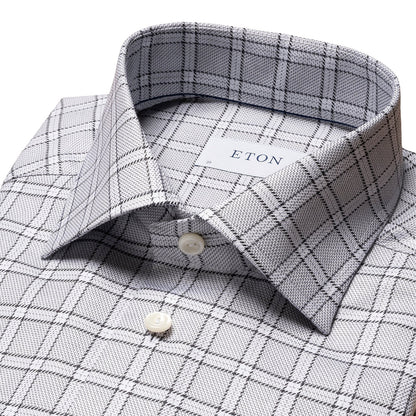 Eton |  Chemise à carreaux en sergé (coupe slim)  - Gris