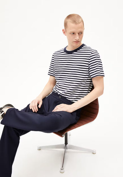 ARMEDANGELS | T-Shirt rayé avec poche "MAARKOS" - Marine