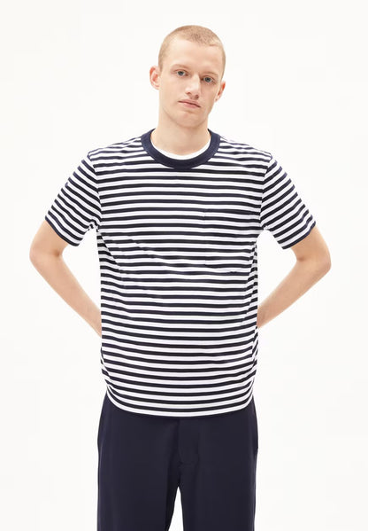 ARMEDANGELS | T-Shirt rayé avec poche "MAARKOS" - Marine