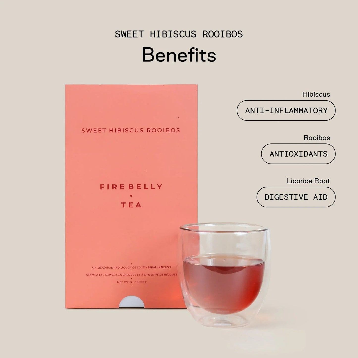 FireBelly Tea - ROOIBOS À L'HIBISCUS DOUX - 100g