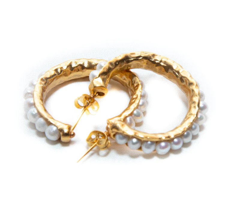 RM Kandy - Beaded Hoop Earrings - 21K Gold Plated
