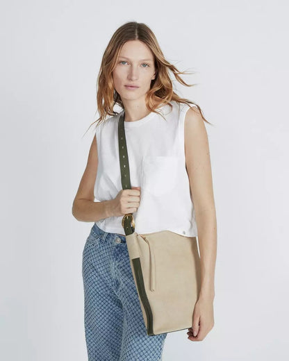 RAG&BONE - Sac en daim "BELIZE" - Écru et vert