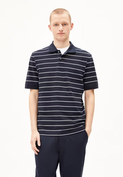 ARMEDANGELS | Polo rayé "MAARIO" - Bleu marine & blanc