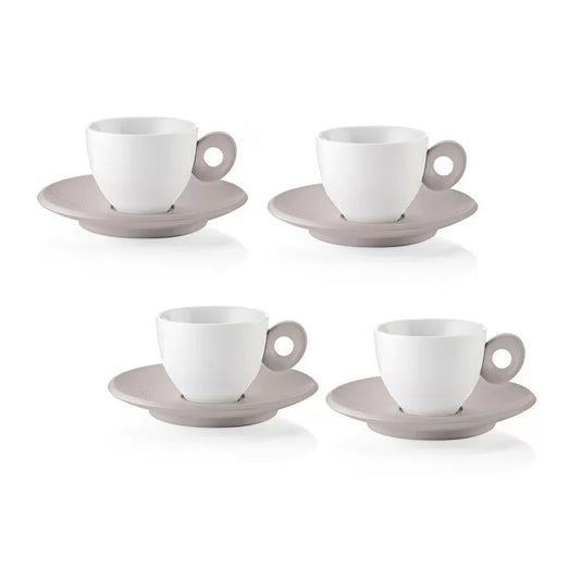 GUZZINI | 4 TASSES EXPRESSO - BLANC/TAUPE