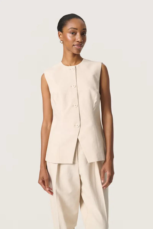SOAKED IN LUXURY | Veste "LINNENA" - Beige