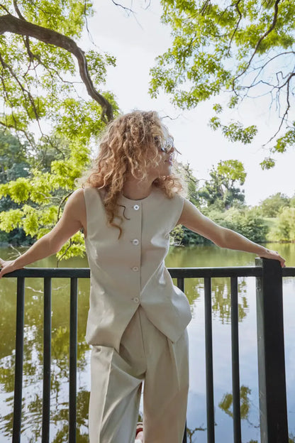SOAKED IN LUXURY | Veste "LINNENA" - Beige