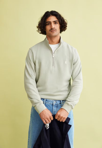 ARMEDANGELS | Sweatshirt demi-zip "WAARLO" - Vert sauge