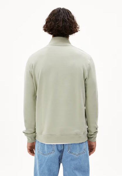 ARMEDANGELS | Sweatshirt demi-zip "WAARLO" - Vert sauge