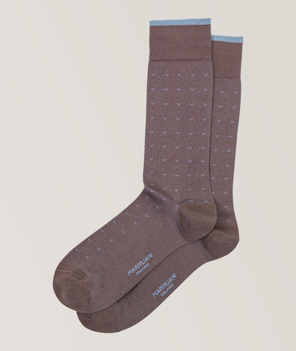 Marcoliani - Chaussettes en coton pima à motif Volo - Taupe / Bleu