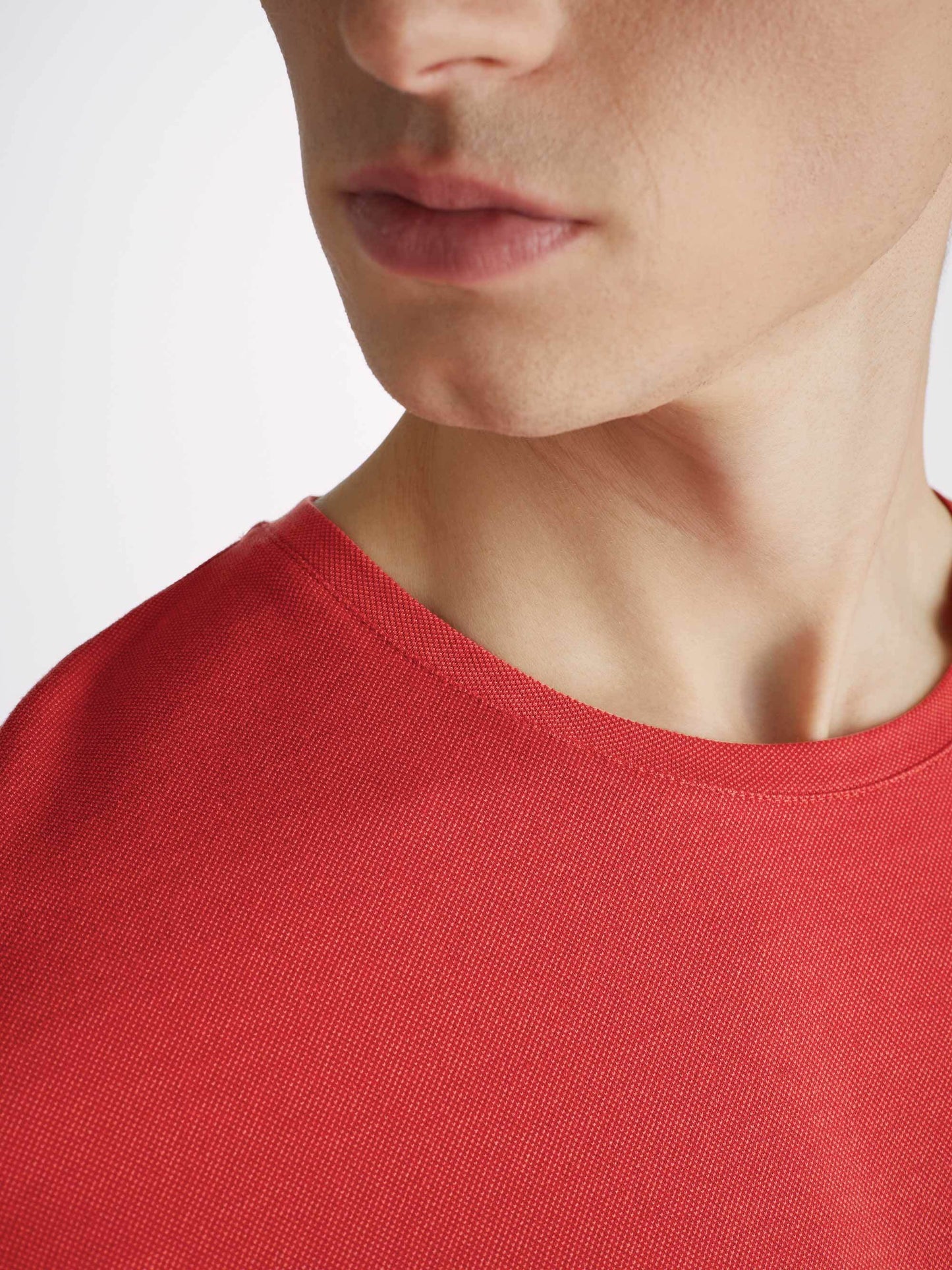Derek Rose | T-shirt ''RAMSAY'' en coton piqué et Tencel  - Rouge