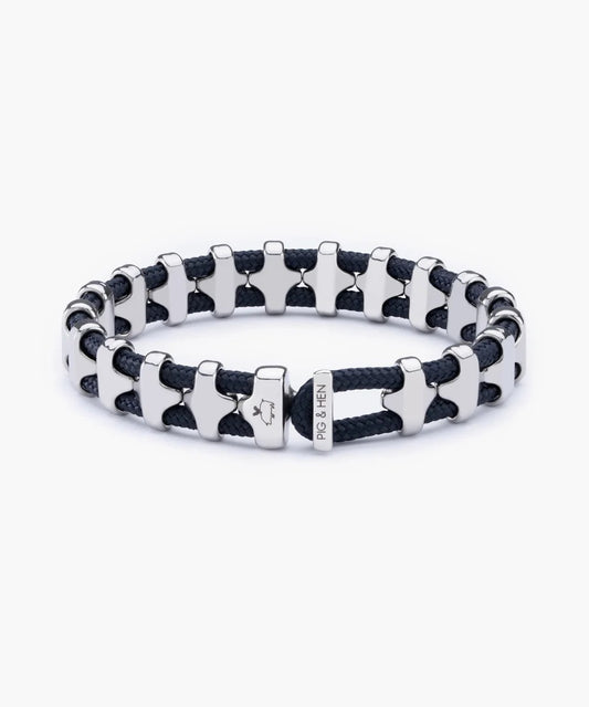 Pig & Hen |  Bracelet "Bold Bob" - Marine/Argent