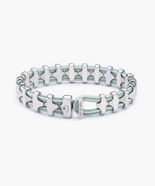 Pig & Hen |  Bracelet "Bold Bob" - Crème/vert atlas et argent