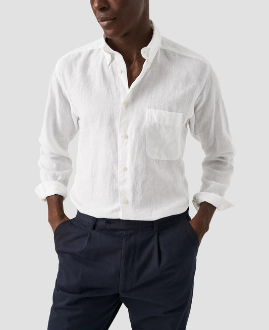 Eton | Chemise boutonnée en lin, coupe slim - Blanc