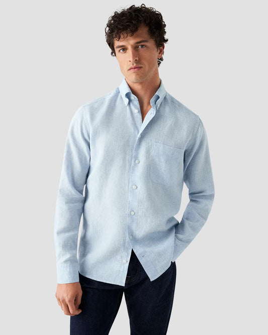 Eton | Chemise boutonnée en lin, coupe slim - Blanc clair