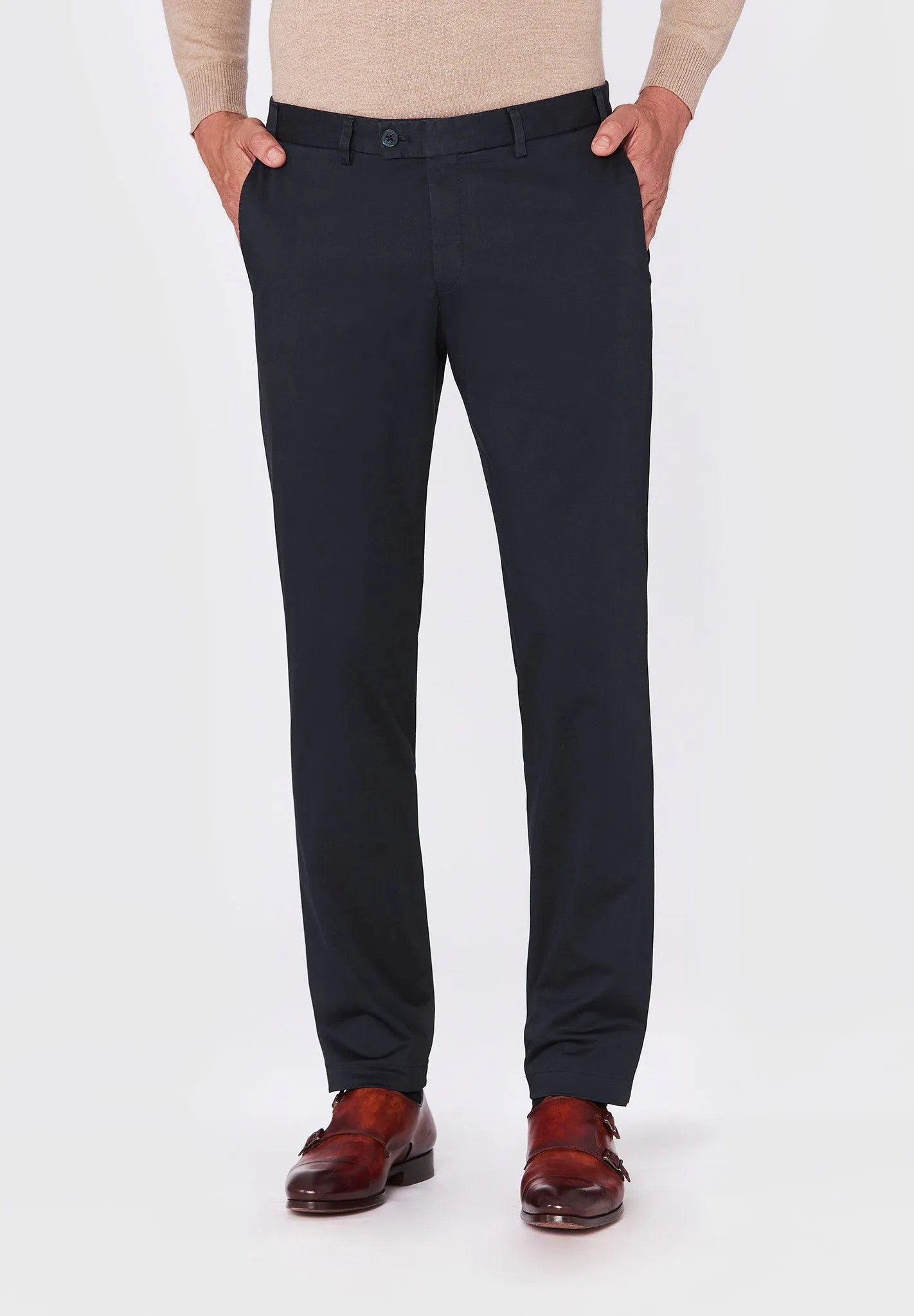 HILTL  | Le chino slim fit en coton ''Tilo Supima 365'' - Marine