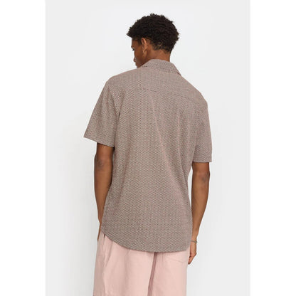Revolution | Chemise cubaine à manches courtes en jacquard - Marron