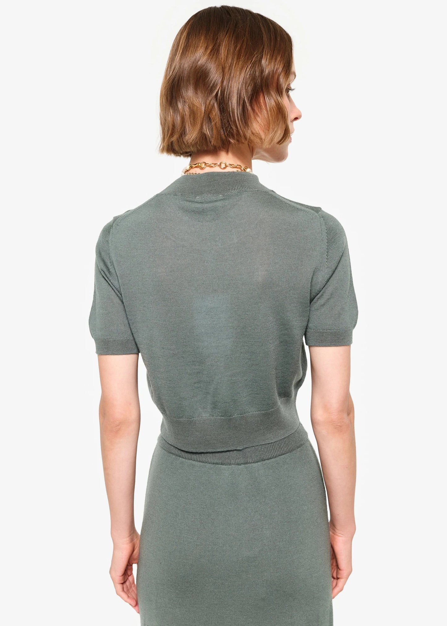 CAMI NYC | Le haut court en maille mérinos ''Lexa''  - vert sage