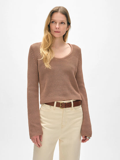 White + Warren | Le top cannelé Cotton ''Tape'' - Argile