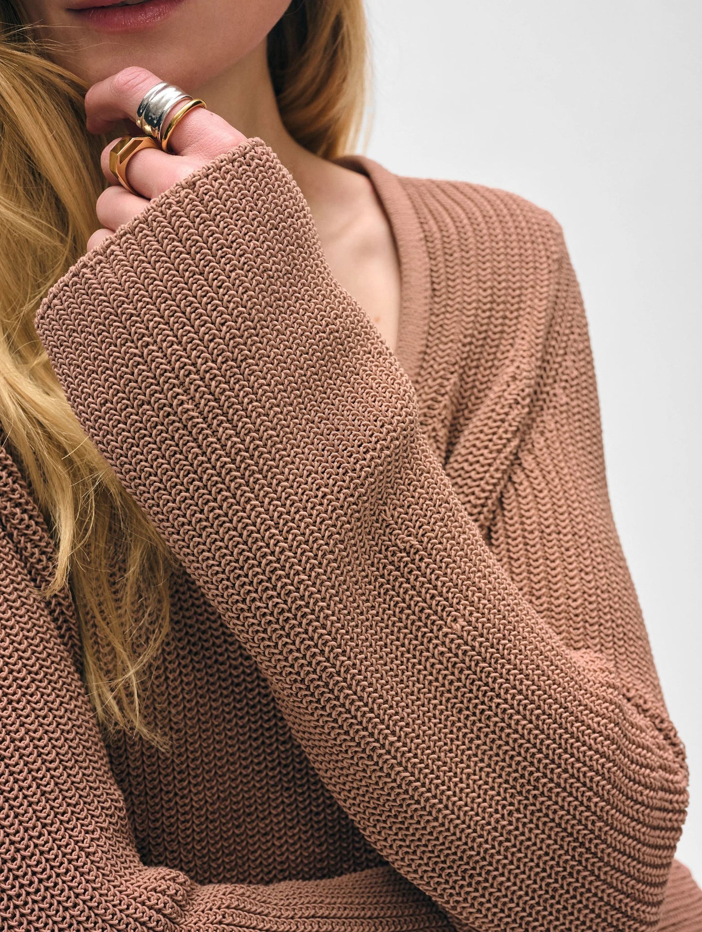 White + Warren | Le top cannelé Cotton ''Tape'' - Argile