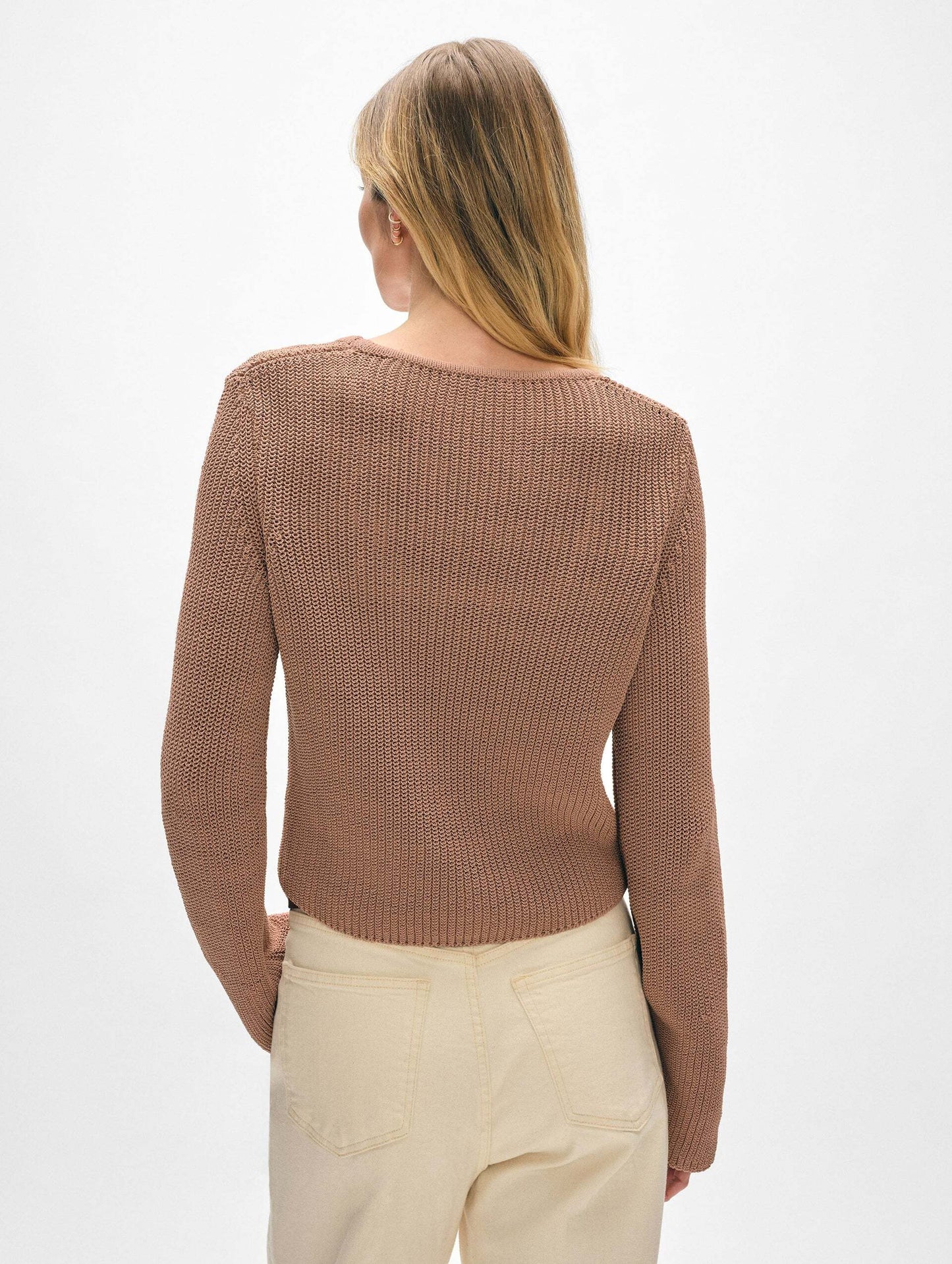 White + Warren | Le top cannelé Cotton ''Tape'' - Argile