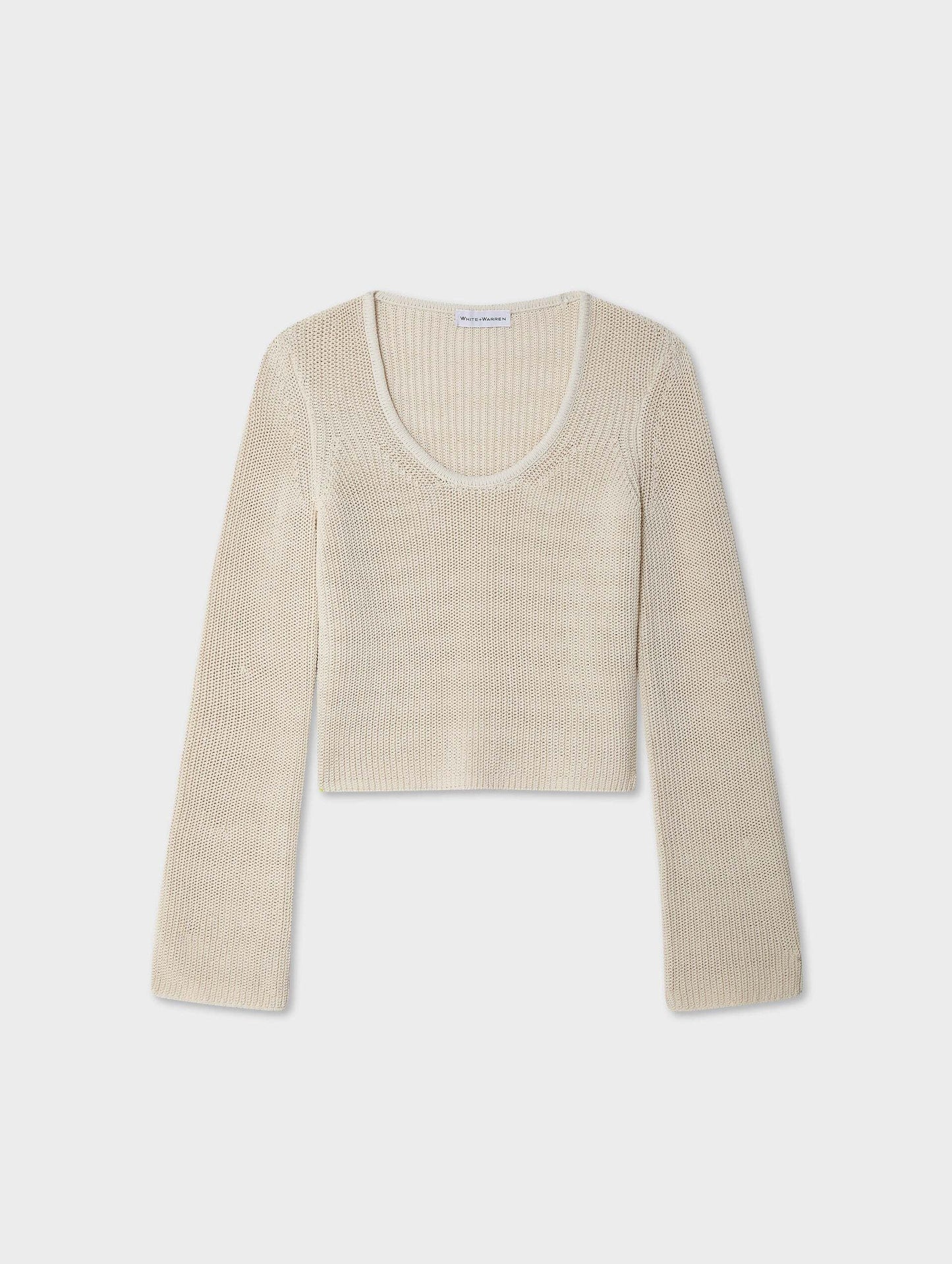 White + Warren | Le top cannelé Cotton ''Tape'' - Ecru