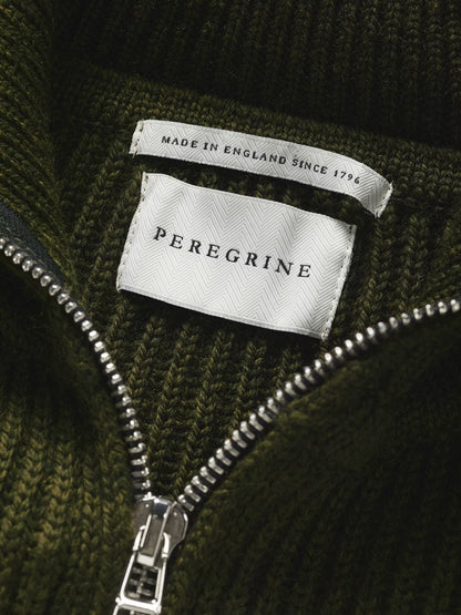 Peregrine | Le Cardigan ''Fisherman'' en laine mérinos - Olive