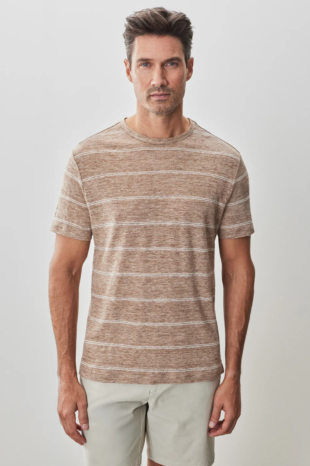 Robert Barakett | le T-shirt ''Folsom'' à rayures en mélange de lin - Tan