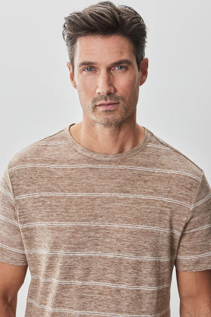 Robert Barakett | le T-shirt ''Folsom'' à rayures en mélange de lin - Tan