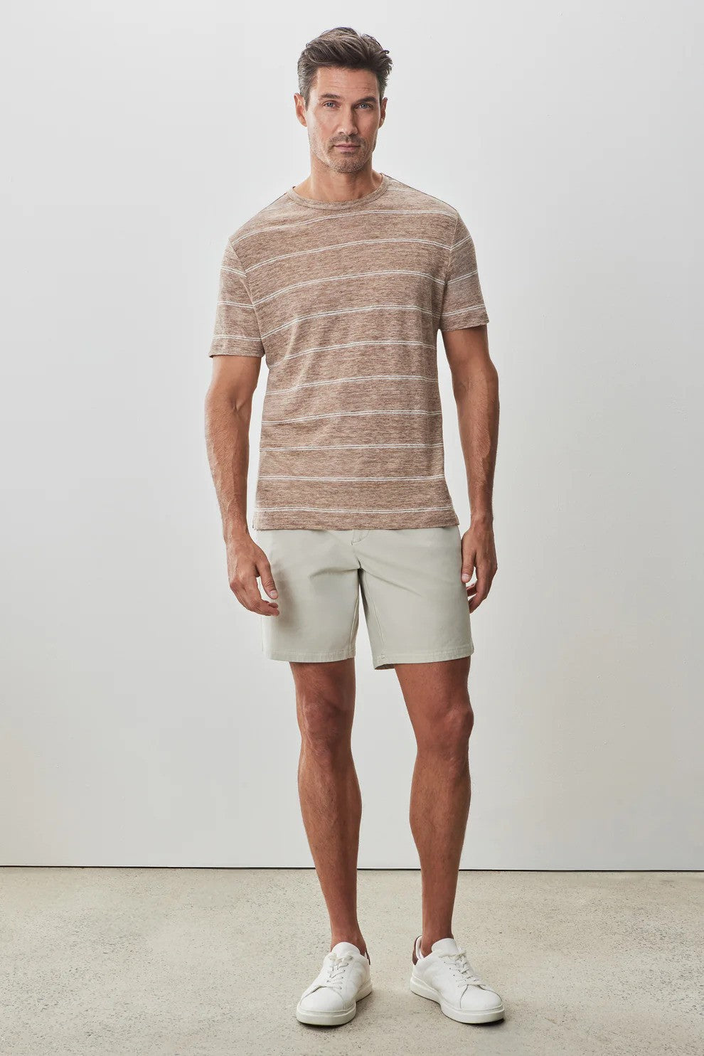 Robert Barakett | le T-shirt ''Folsom'' à rayures en mélange de lin - Tan