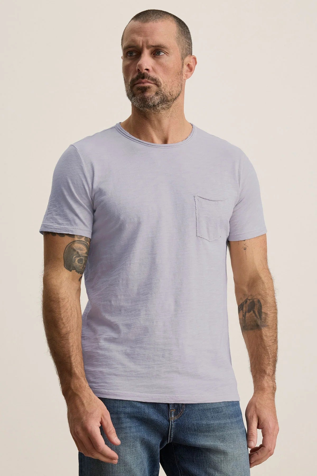 Velvet  |Le T-shirt Chad à poche en coton flammé - Capri