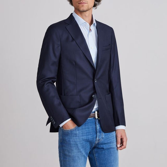 Emanuel Berg  |  Veste Loro Piana ''D-Constructed'' - Marine