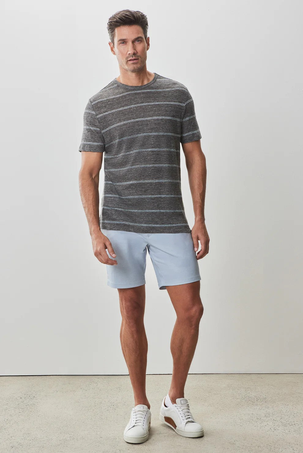 Robert Barakett | le T-shirt ''Folsom'' à rayures en mélange de lin - Gris charcoal