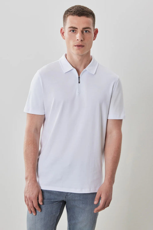 Robert Barakett | Polo Barakett col zippé  - Blanc