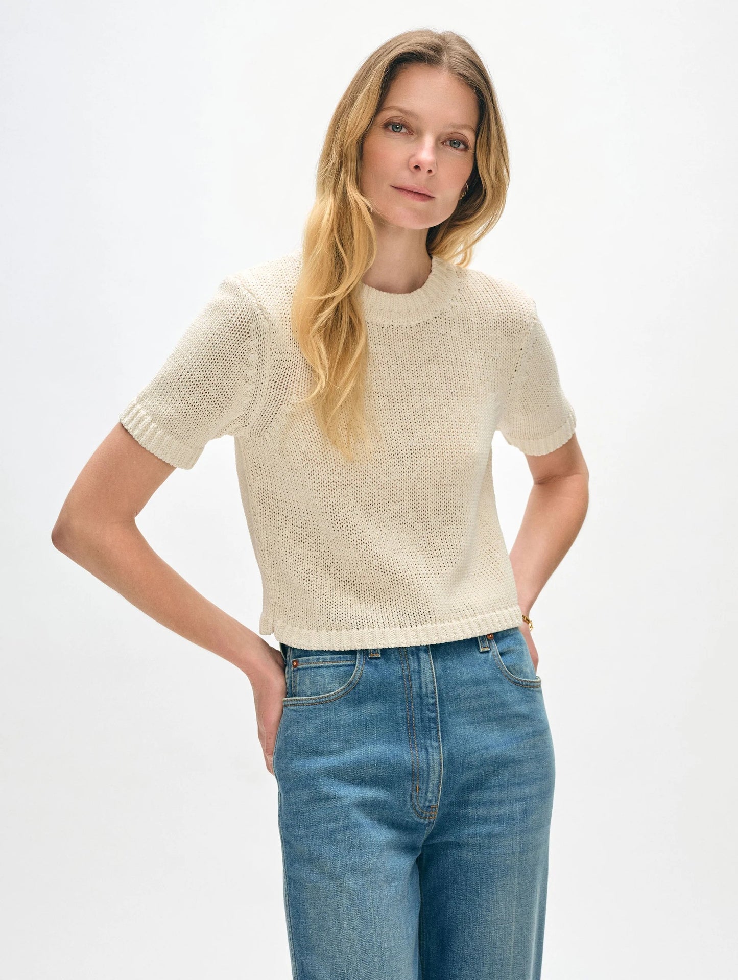 White + Warren | Top en coton organique - Ecru