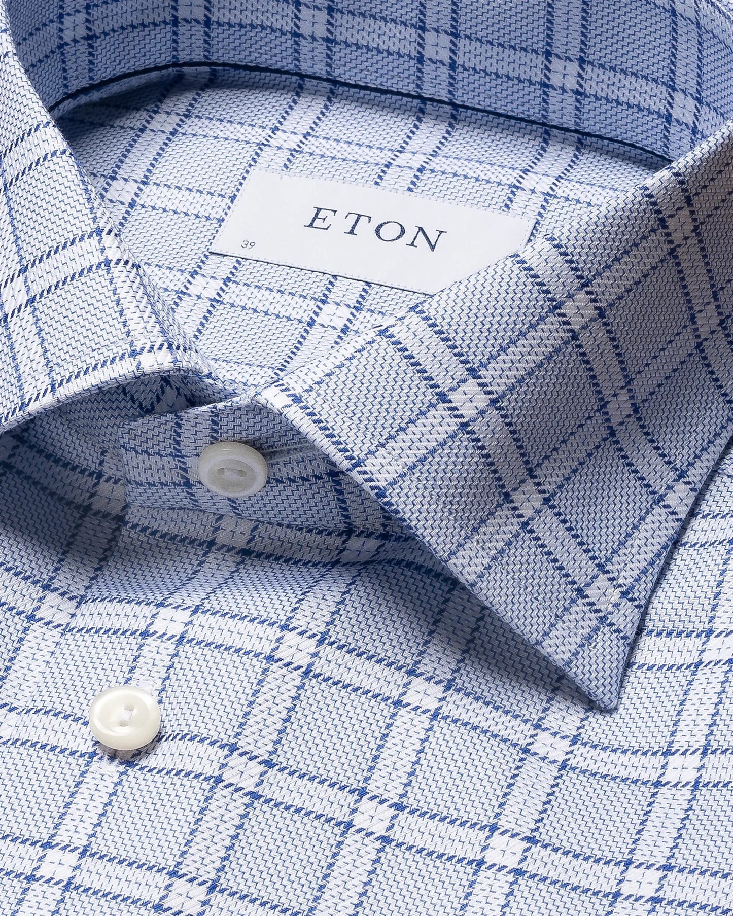 Eton |  Chemise à carreaux en sergé  - Bleu foncé