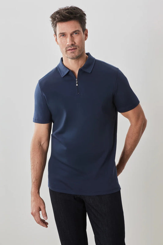 Robert Barakett | Polo Barakett col zippé  - Marine